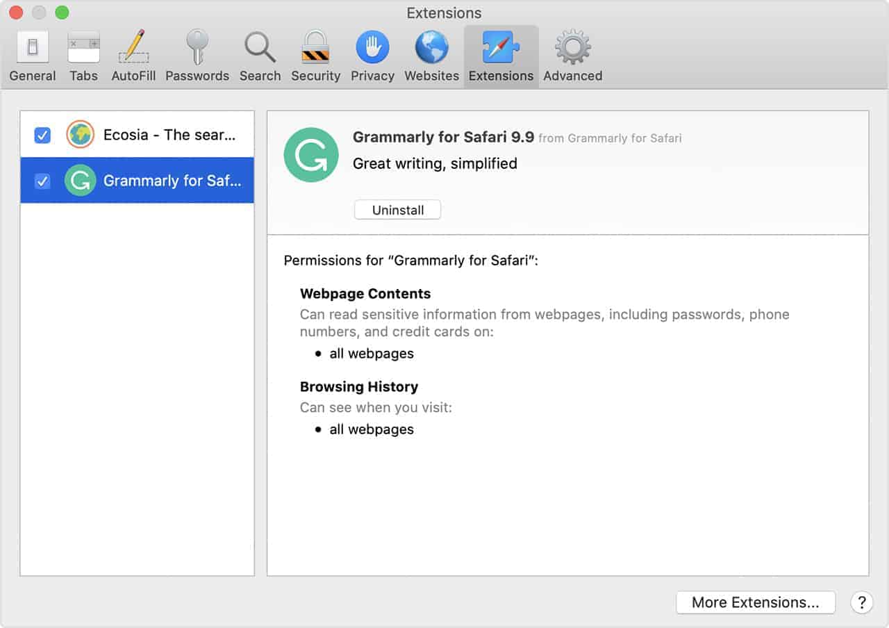 add grammarly extension to safari