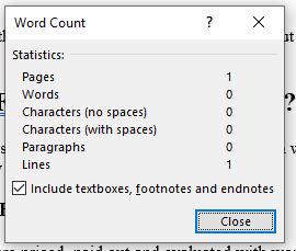 how to see word count on word