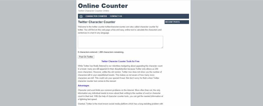 Twitter character count tool