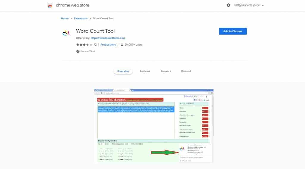 word count chrome extension