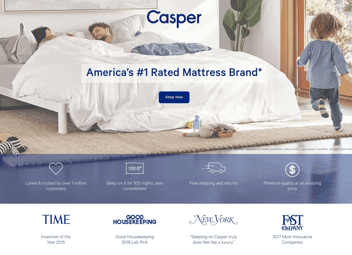 casper landing page example