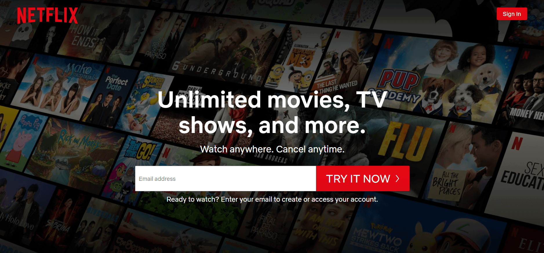 netflix landing page example