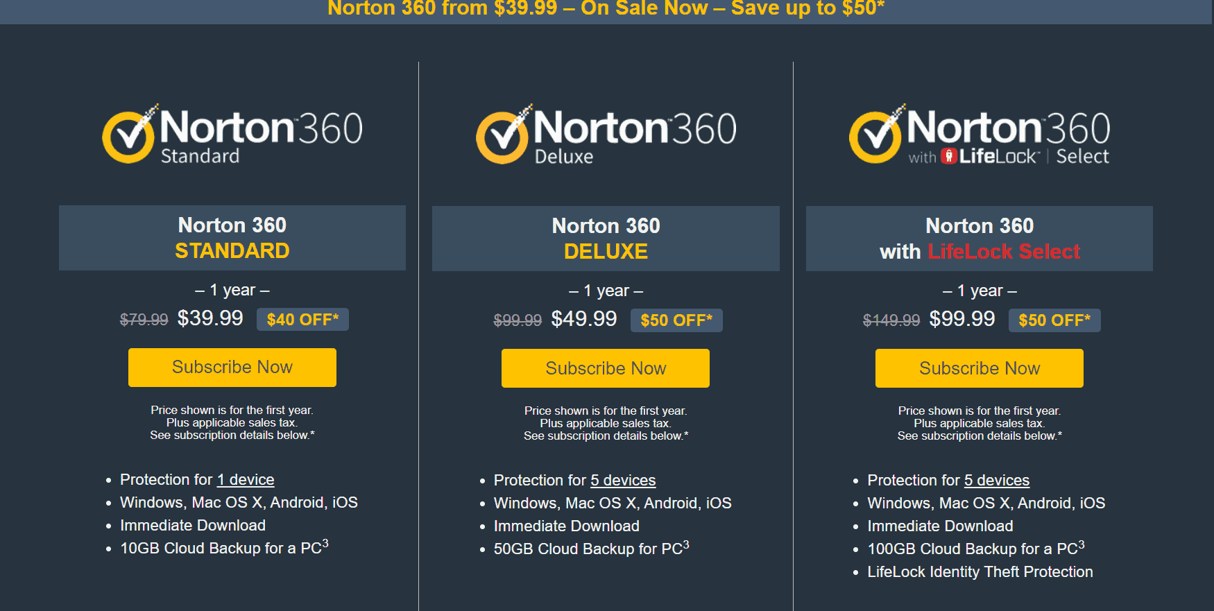 norton landing page example